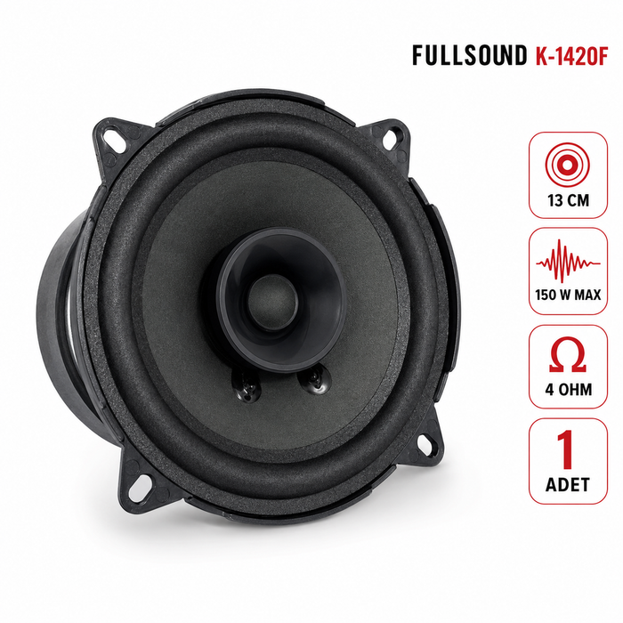 Fullsound K-1420F 13 cm 150 Watt Araç Kapı Hoparlörü Siyah Renk ile Dinamik Ses Deneyimi Orjinal Tip Citroen Peugeot Uyumlu