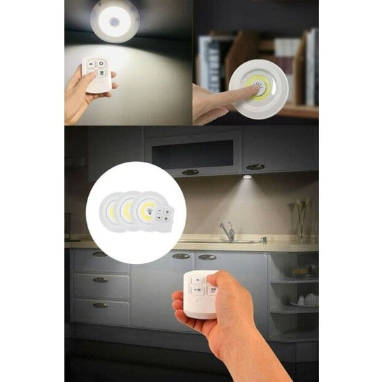 Hili Uzaktan Kumandalı Yapışkanlı 3'lü LED Spot Lamba