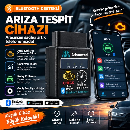 Hili Bluetooth OBD2 Araç Arıza Tespit Cihazı