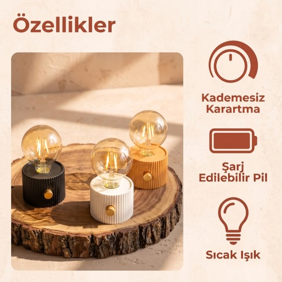 Hili Şarjlı Dekoratif Masa Lambası